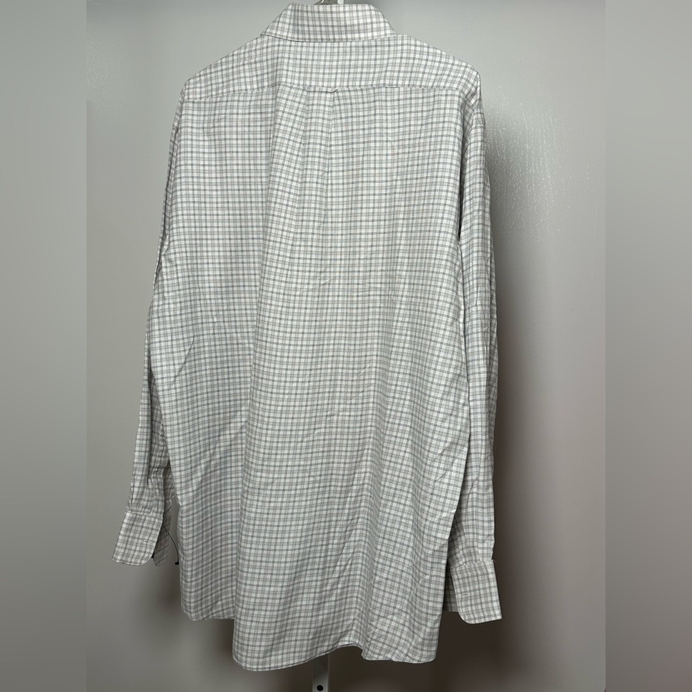 Faconnable Light Gray Checkered Button Down Shirt… - image 5